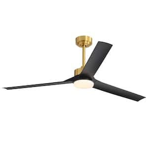 Triplex 60 in. Integrated LED Indoor Gold Ceiling Fans with Light and Remote Control