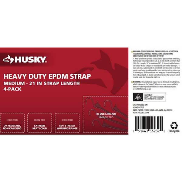 21 in Heavy Duty EPDM Tarp Strap, 4 Pack