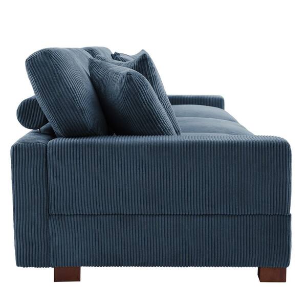 Uixe 117 in. Square Arm 3-Piece Corduroy Upholstered 3-Seats
