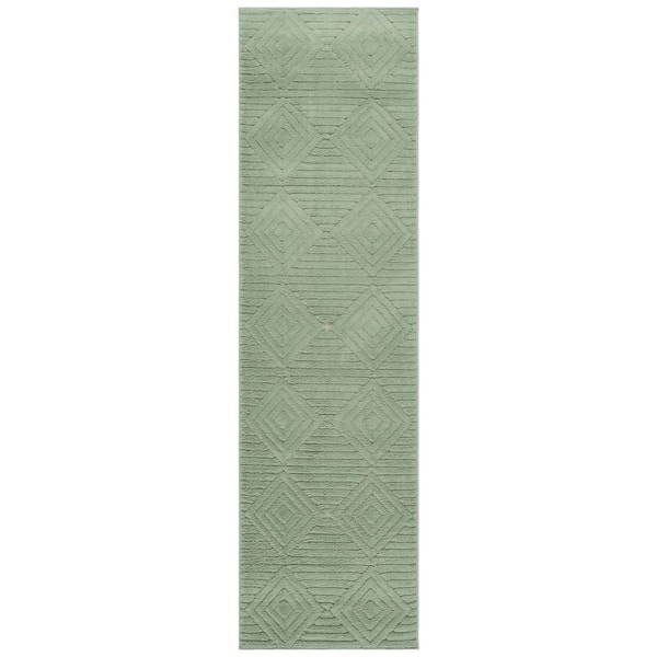 SAFAVIEH Selena 2 ft. x 8 ft. Green Solid Diamond Runner Rug