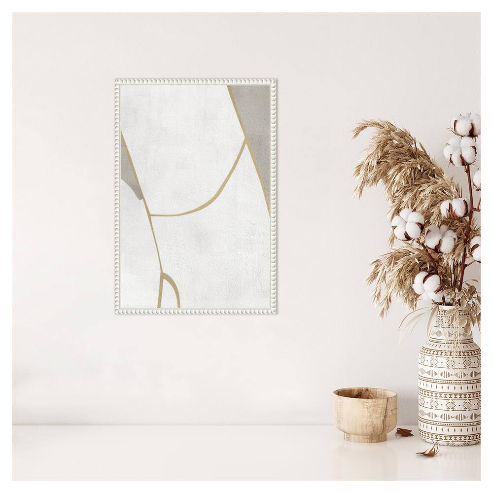 16" x 23" White and Gray Abstract Canvas Wall Art