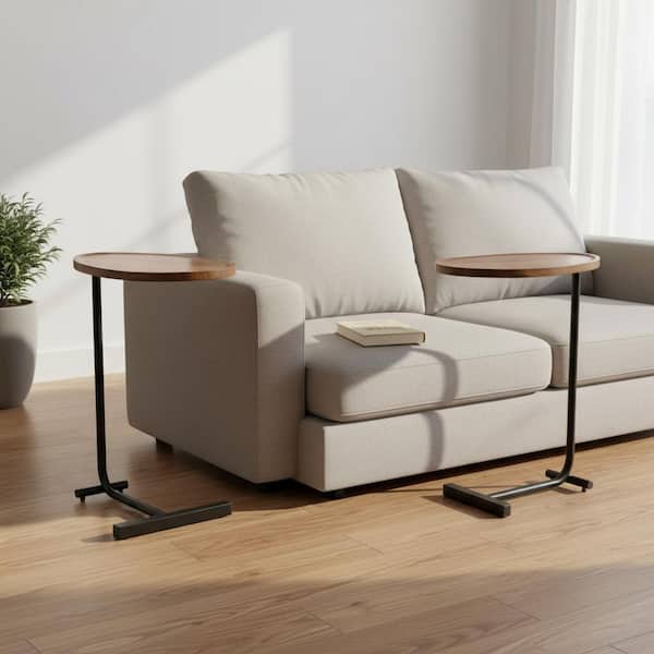 11.8 in. Brown Oval Wood End Table