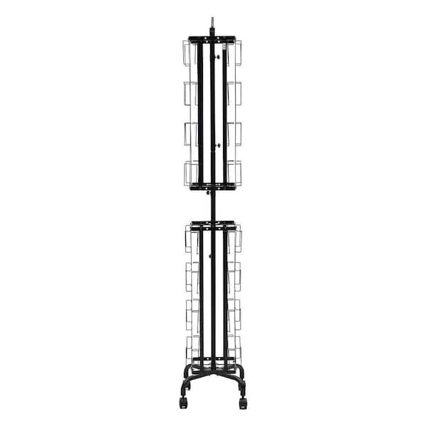 Greeting Cards Display Rack 75.98 in. H x 17.2 in. W 360° Spinning Card Display Rack, 32-Pockets Frestanding Metal Black