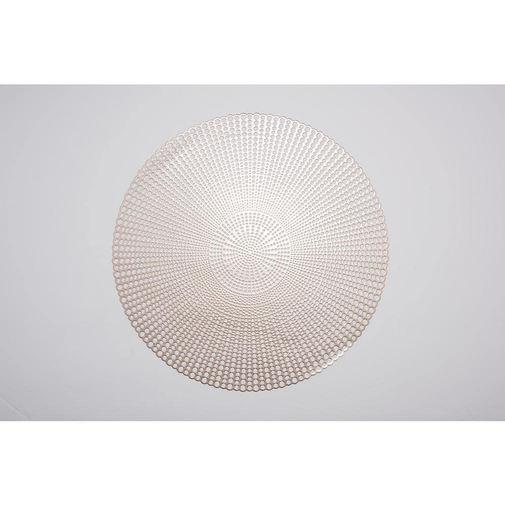 Champagne Round Vinyl Brocade Placemats, 16-Inch, Set of 4