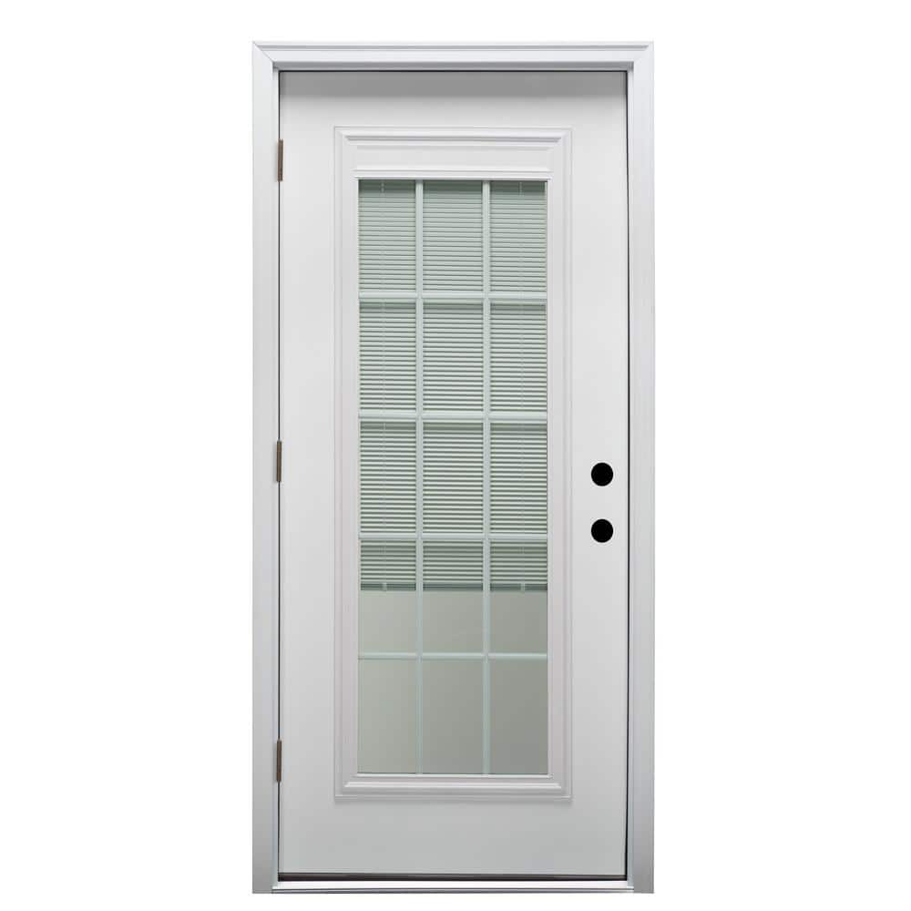 36 in. x 80 in. Internal Blinds/Grilles Right-Hand Outswing Full Lite Clear Primed Fiberglass Smooth Prehung Front Door price history on PriceWatchPro