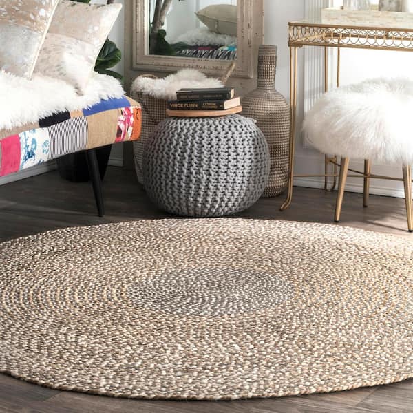 nuLOOM Draya Braided Jute Gray 6 ft. Round Rug TADC01B-R606 - The