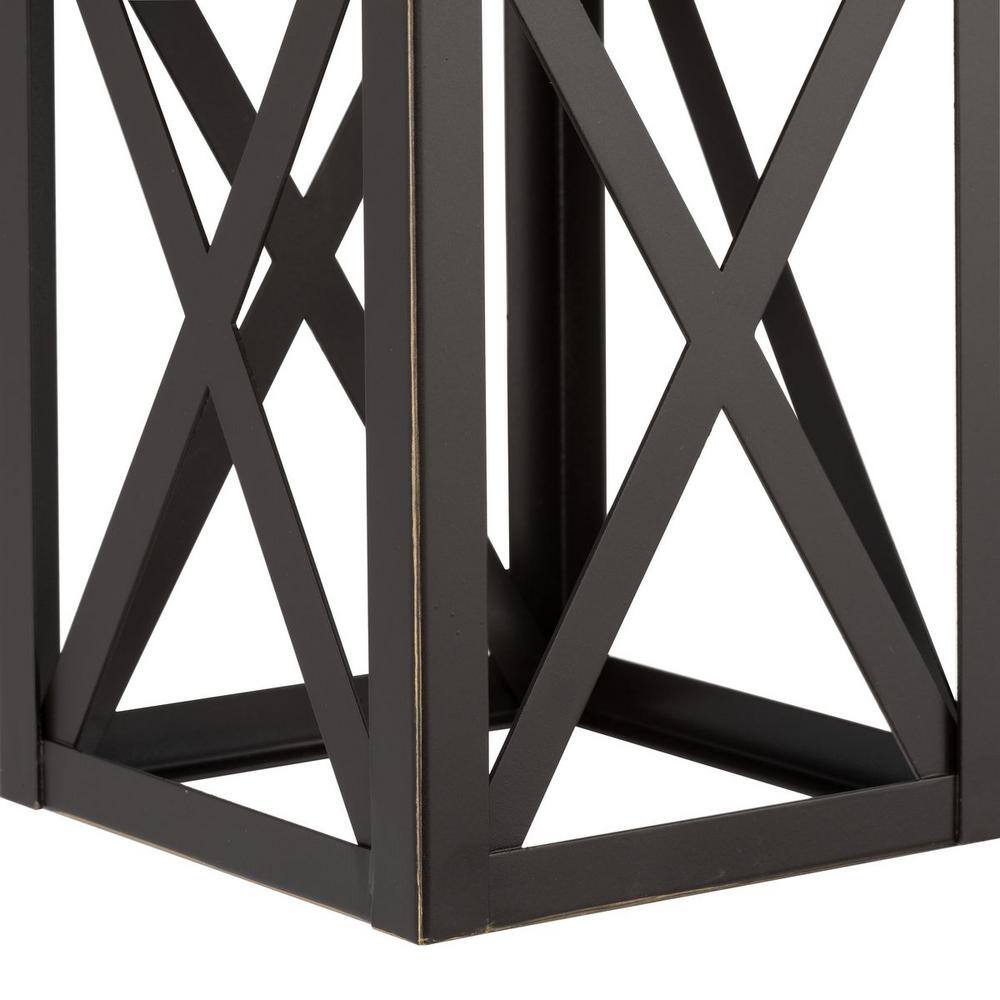 Antique Bronze and Black Geometric Lantern Sconce