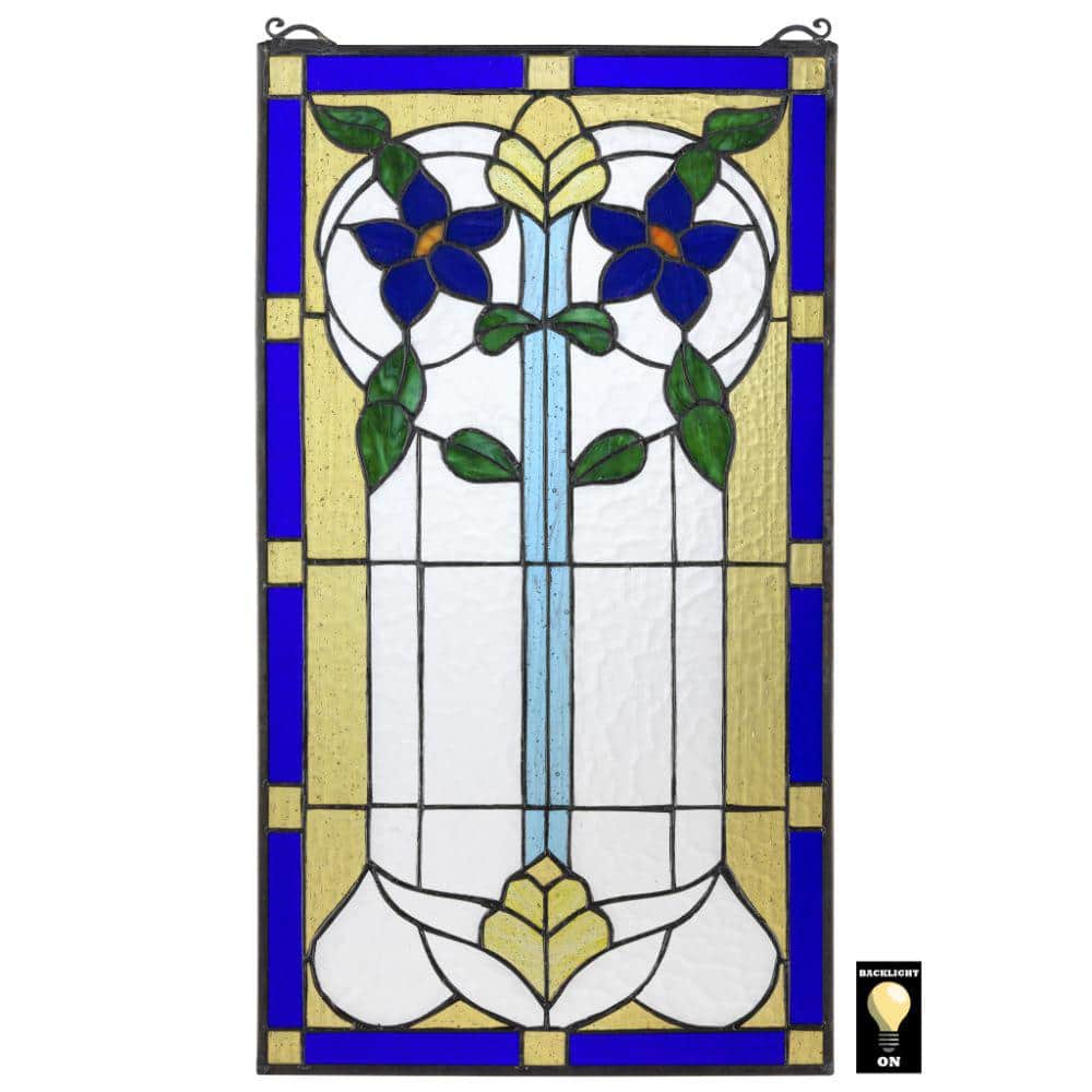 Design Toscano Primrose Art Nouveau Tiffany Style Stained Glass Window Panel Tf806 The Home Depot