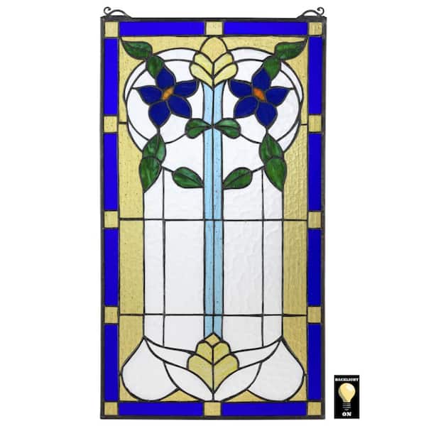 Design Toscano Primrose Art Nouveau Tiffany Style Stained Glass Window Panel Tf806