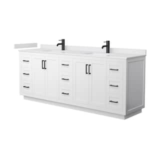 Miranda 84 in. W x 22 in. D x 33.75 in. H Double Bath Vanity in White with White Cultured Marble Top