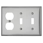 Pass & Seymour 302/304 S/S 3 Gang 2 Toggle 1 Duplex Wall Plate, Stainless Steel (1-Pack)