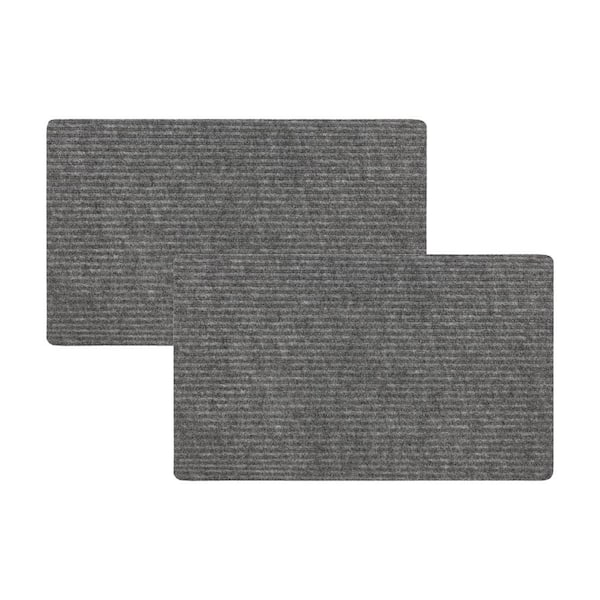 Mohawk Home Striped Utility Mat Grey Indoor/Outdoor 18 in. x 30 in. Utility Door Mat (2-Piece Set)
