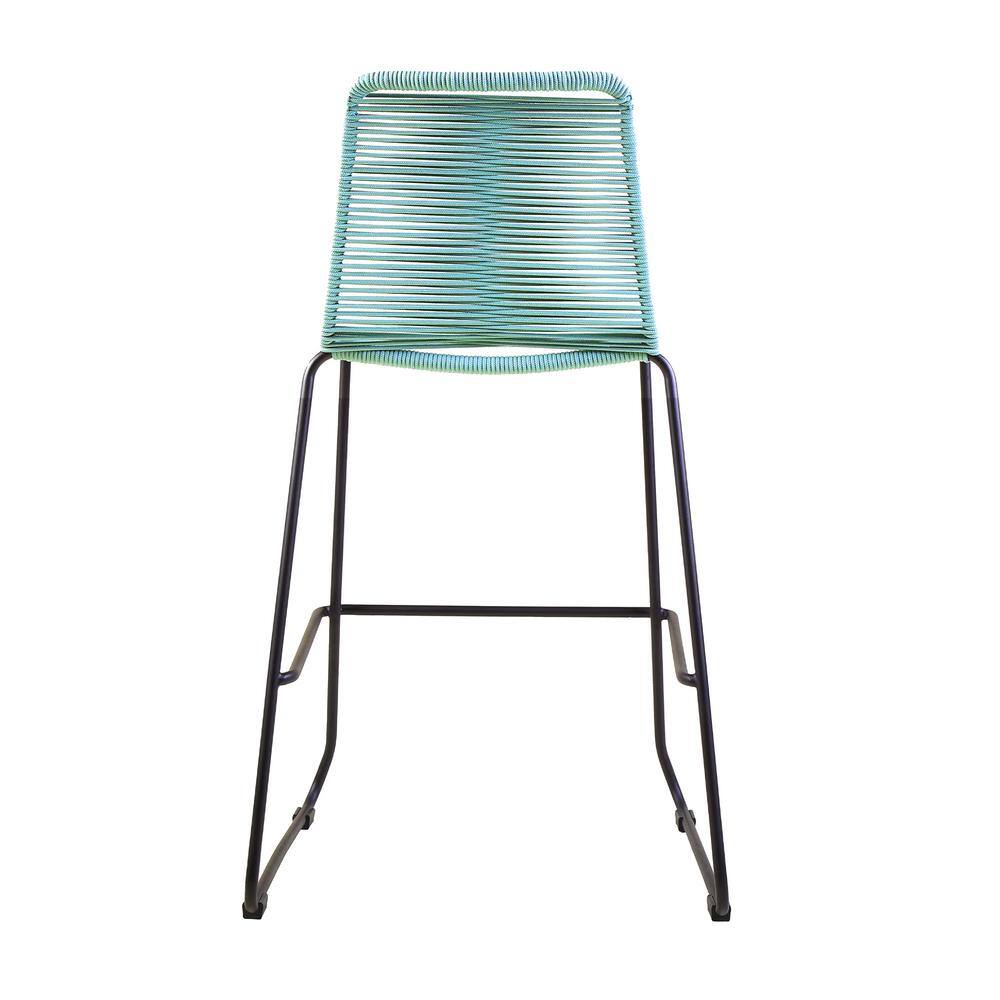 Shasta 26" Green Rope and Metal Outdoor Counter Stools - Set of 2
