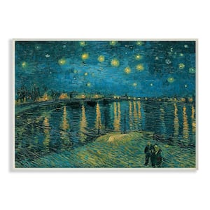 "Starry Night Over the Rhone Van Gogh Painting" by Vincent Van Gogh Unframed Nature Wood Wall Art Print 10 in. x 15 in.