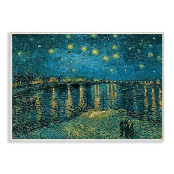 Stupell Industries "Starry Night Over the Rhone Van Gogh Painting" by Vincent Van Gogh Unframed Nature Wood Wall Art Print 13 in. x 19 in.