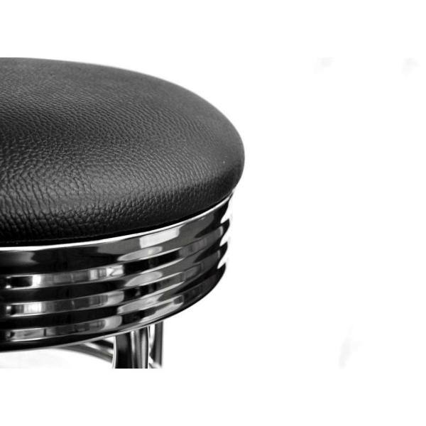 Black Faux Leather and Chrome Swivel Bar Stools, 30" Set