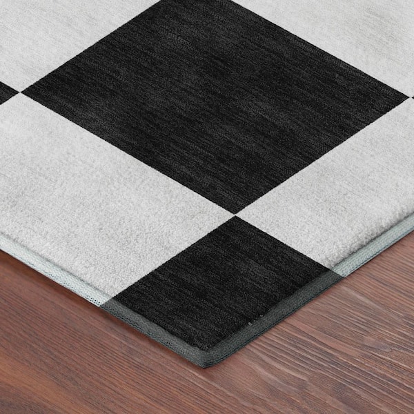 Mayfield Premium Machine Washable Abstract AMF2345 Black 8 ft. x 10 ft. Area Rug