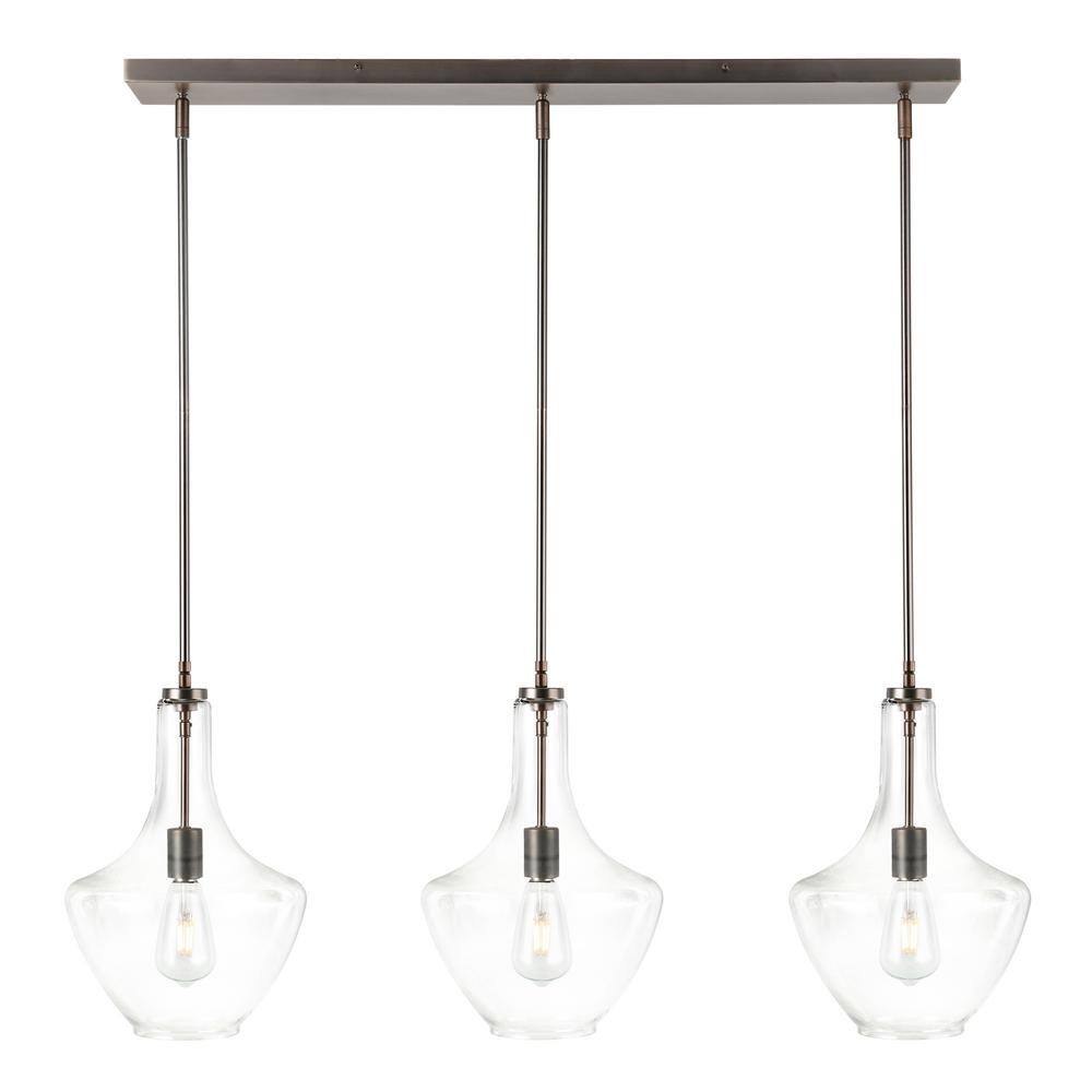 Modena 3-Light Modern Bronze/Clear Island Light with Glass Shades price history on PriceWatchPro