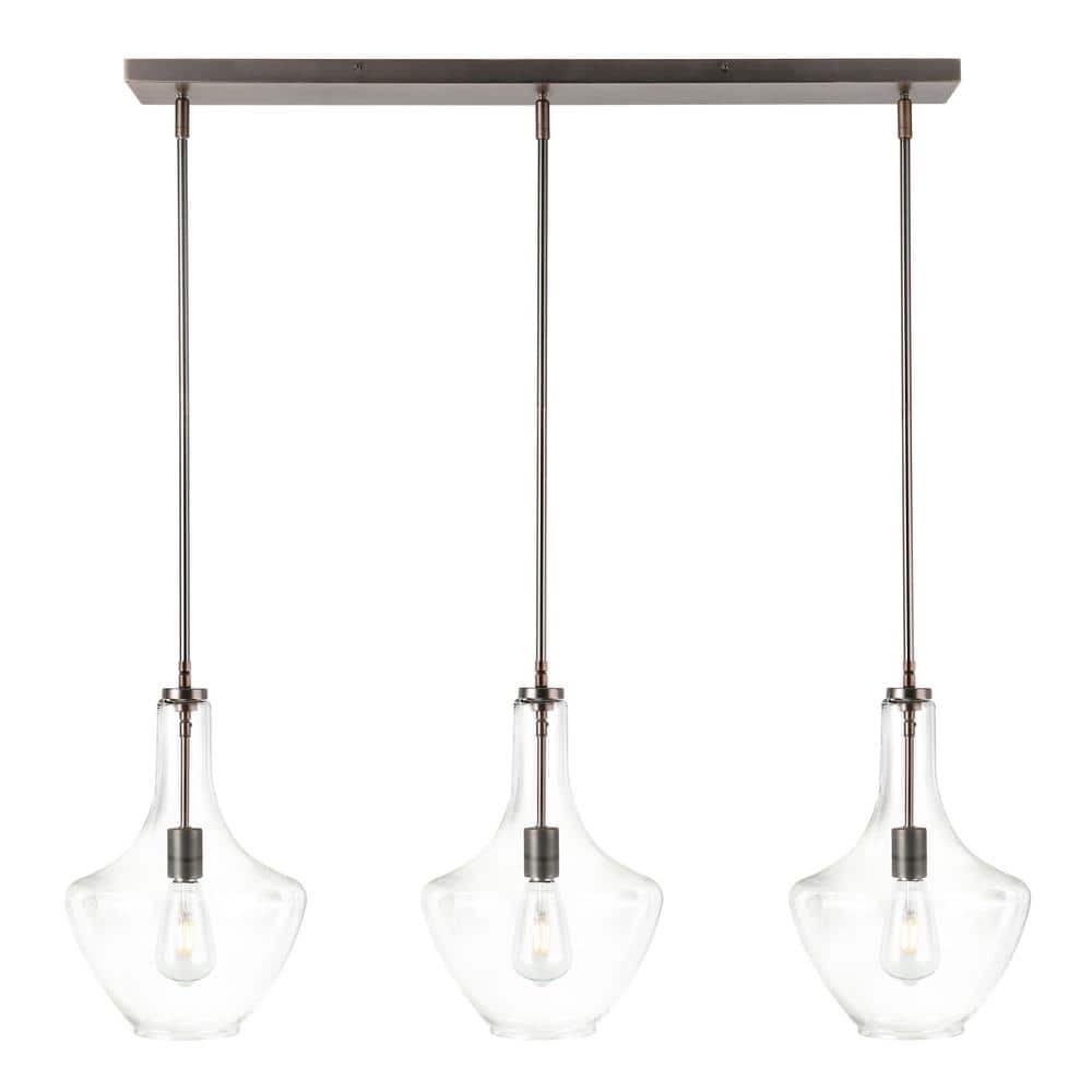 Modena Modern Bronze 69'' Clear Glass Island Light