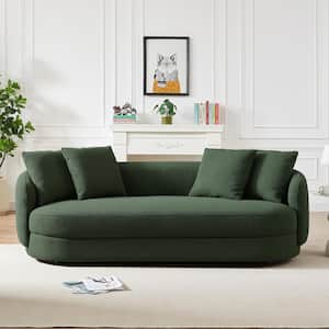 Juno 85 in. W Round Arm Boucle Fabric Luxury Curved Sofa in Olive Green (Seats 3)