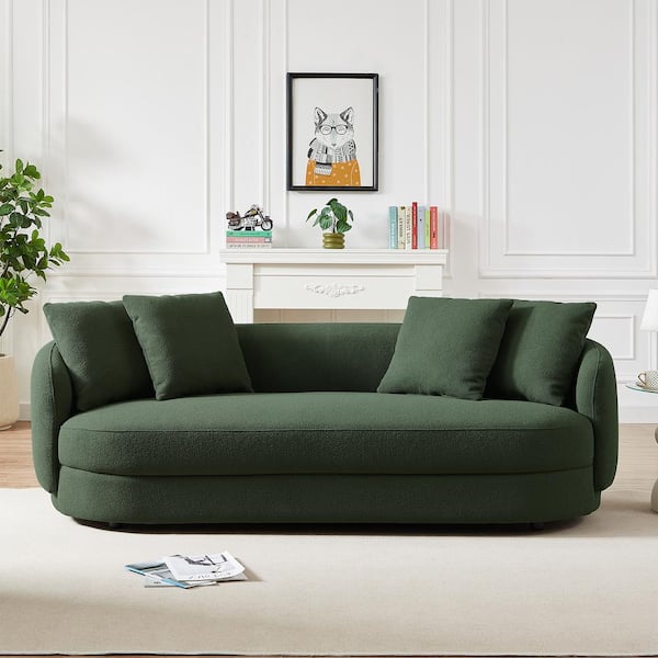 Cozy Beige Sofa with Stylish Olive Green Accents