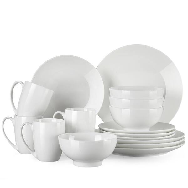 Dinnerware Set Square Ceramic Banquet 24 Piece White Dinner Plates Dishes Bows 