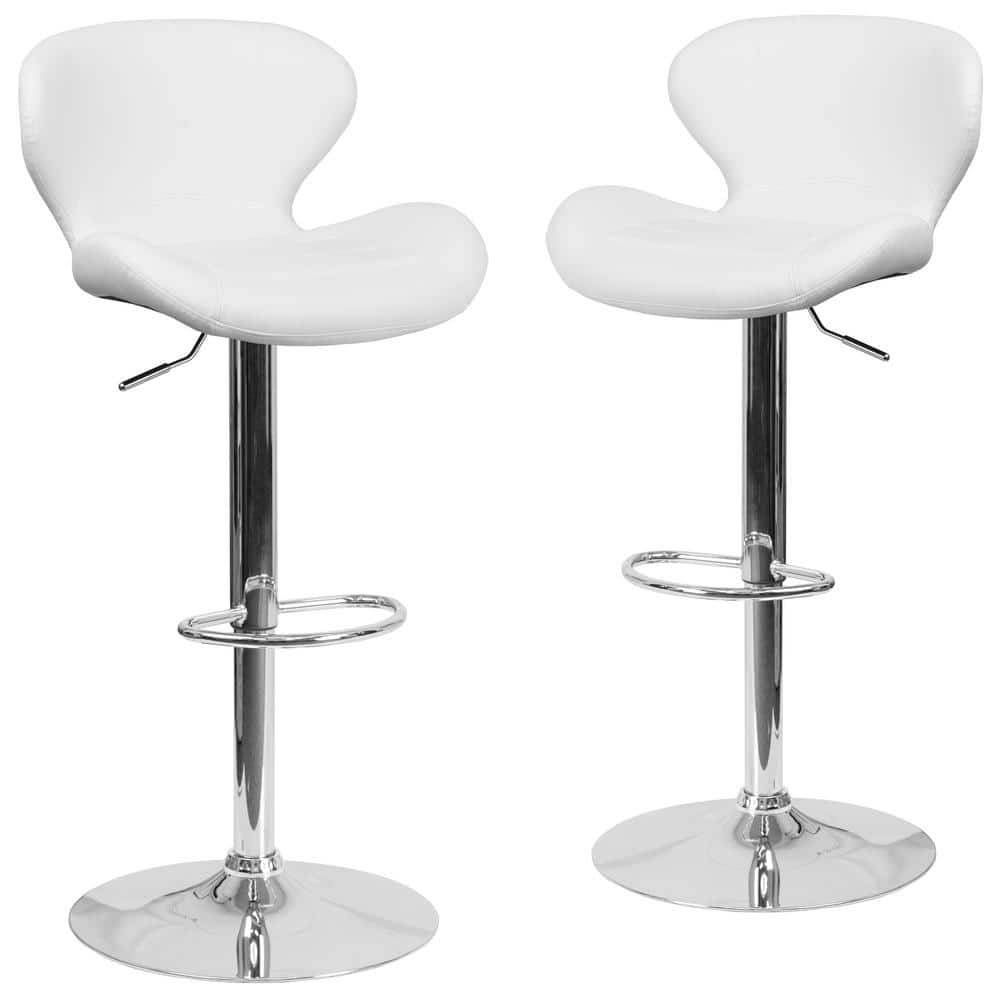 Carnegy Avenue 33 in. White Vinyl Bar stool (Set of 2) CGACH188250WH