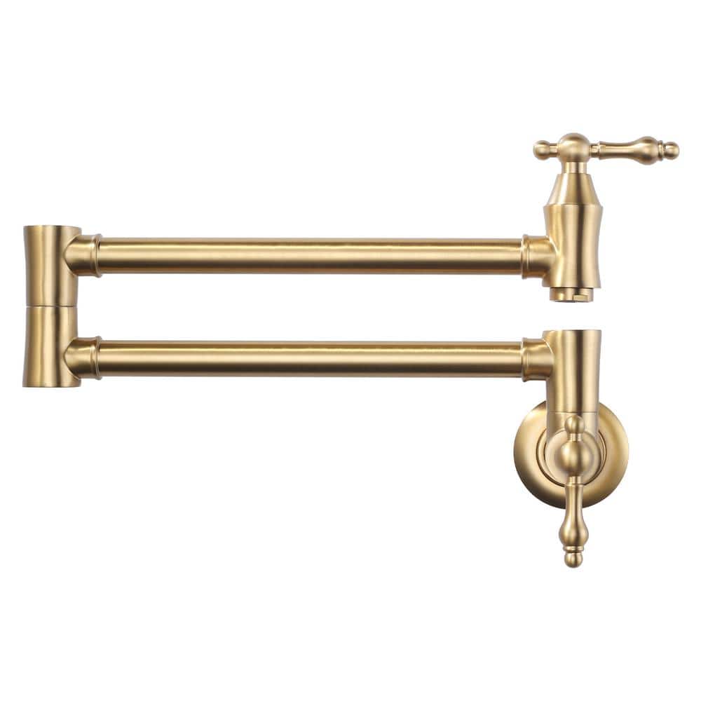 Brass Wall Mounted Pot Filler with 2 Handles and 2 Aerators in Gold price history on PriceWatchPro