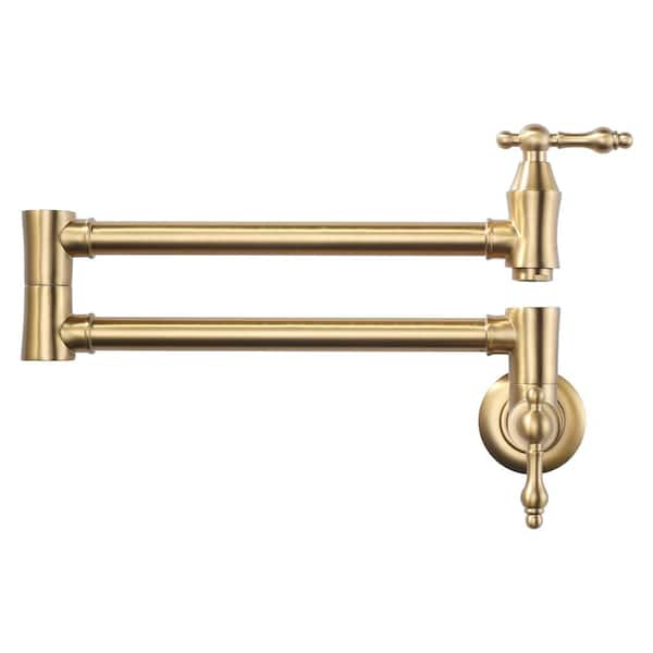 Iviga Brass Wall Mounted Pot Filler With 2 Handles And 2 Aerators In Gold Vsk68g The Home Depot 7609