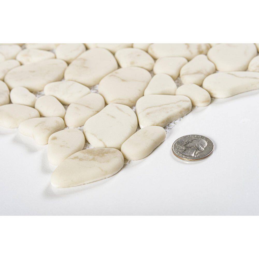 Peace White Glass Pebble Mosaic Tile Sample