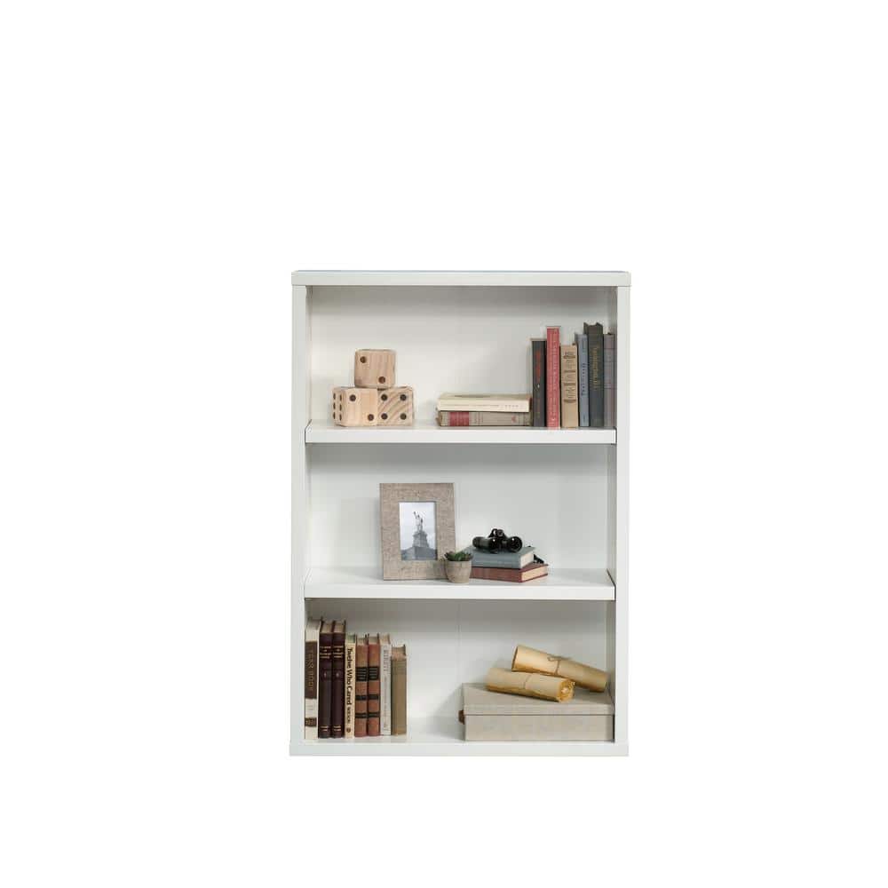 Soft White Adjustable 3-Shelf Display Bookcase with Cubes