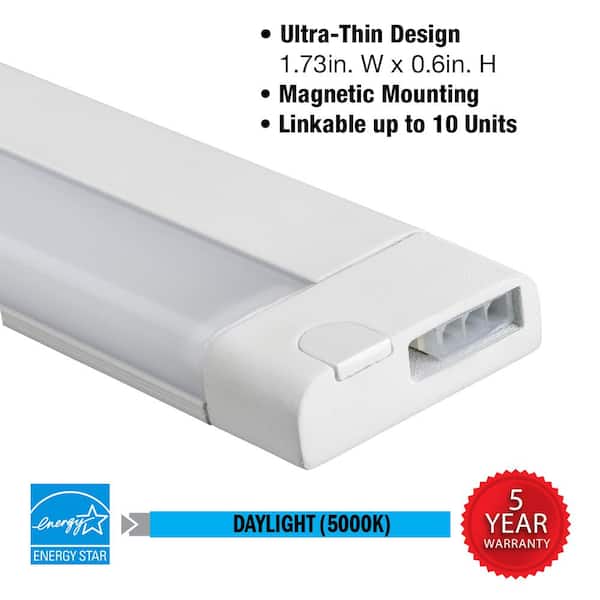40 in. Ultra Thin Magnetic Shelf Light Plug-in LED Under Cabinet Light Easy Installation 1000 Lumens 5000K (6-Pack)