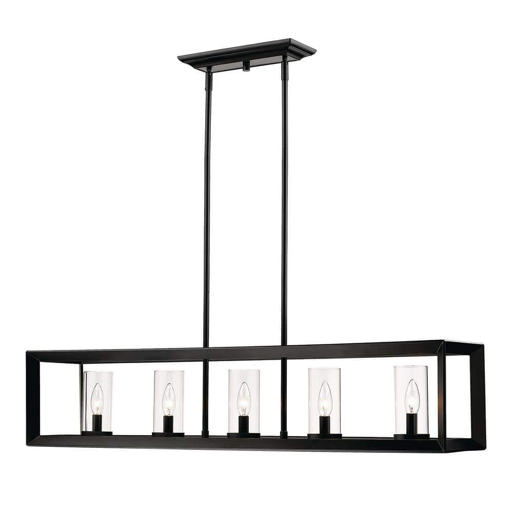 Smyth Contemporary 5-Light Linear Pendant in Matte Black with Clear Glass