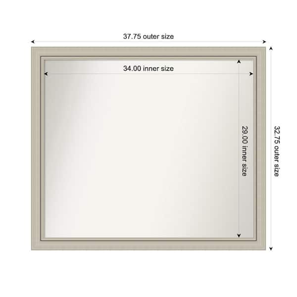 Amanti Art Romano Silver Narrow 37.75 in. x 32.75 in. Custom Non-Beveled Wood Framed Bathroom Vanity Wall Mirror