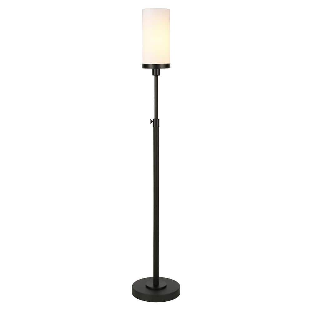 Frieda 66" Industrial Floor Lamp with White Milk Glass Shade