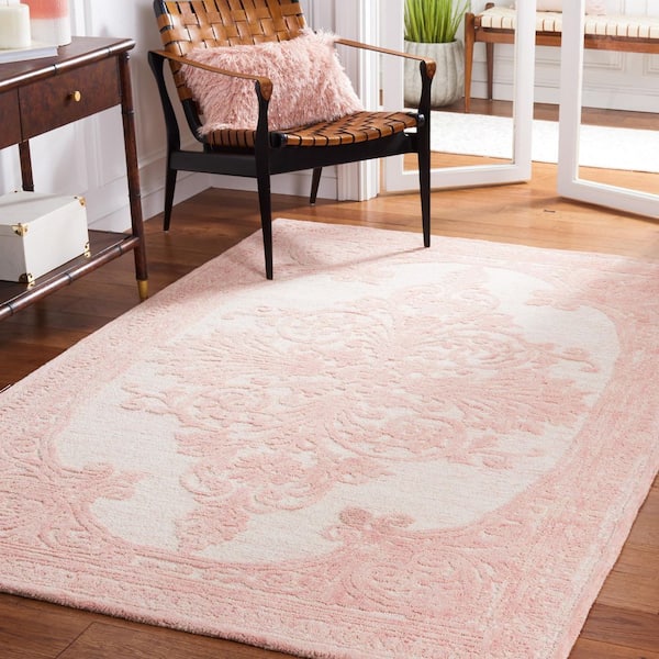 Metro 9 ft. x 12 ft. Pink/Ivory Ornate Border Area Rug