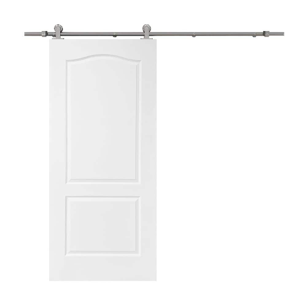 CALHOME 36 in. x 80 in. White Painted Composite MDF 2-Panel Arch Top ...