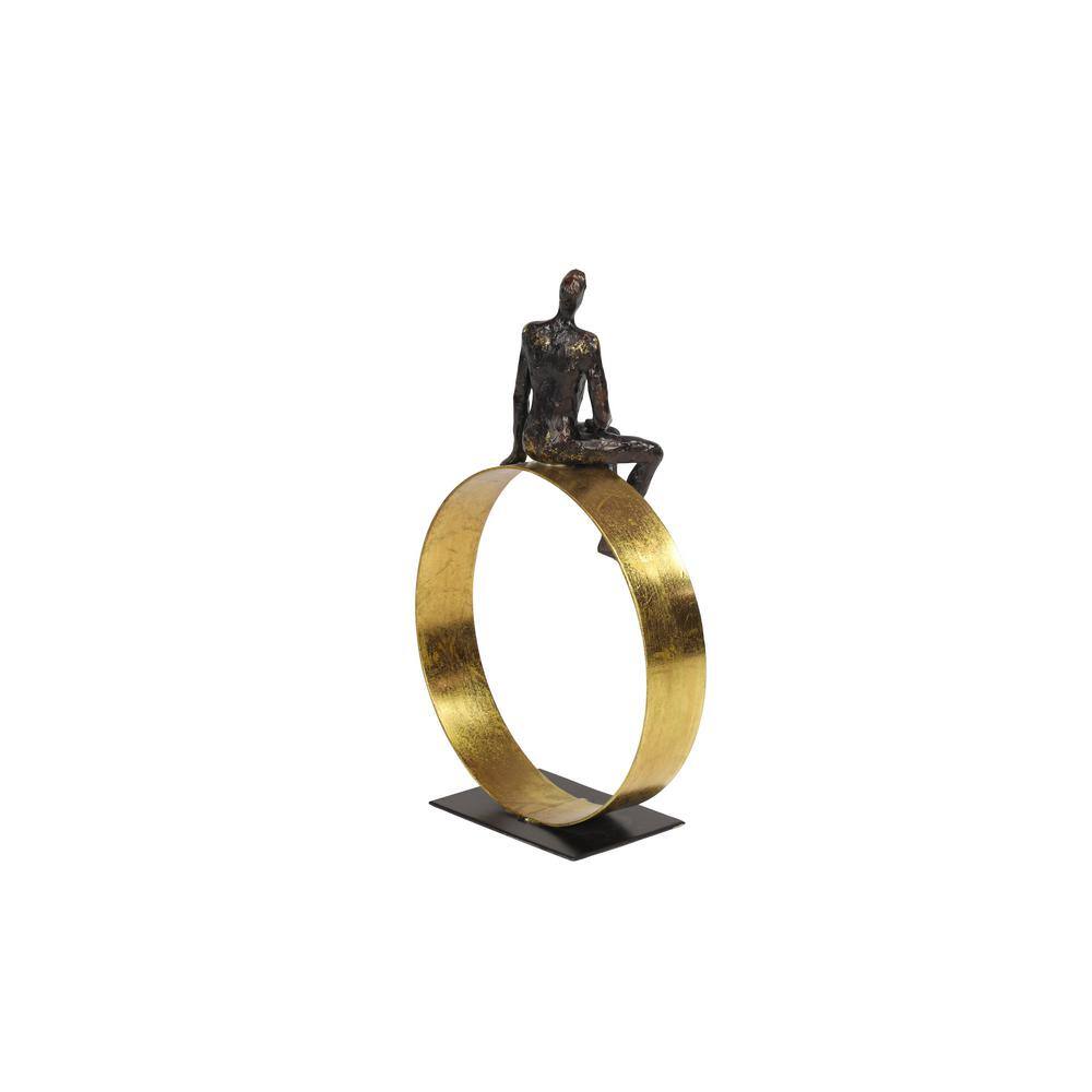Black and Gold Resin Human Figurine on Circular Base