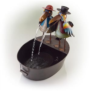 20 in. Tall Outdoor Metal Crow Water Fountain Yard Art Decor