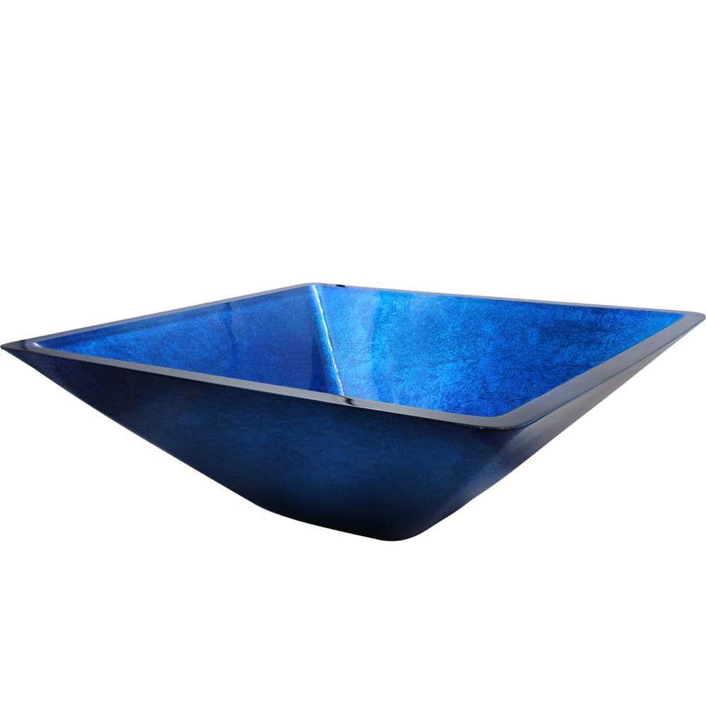 17'' Blue Glass Square Vessel Sink