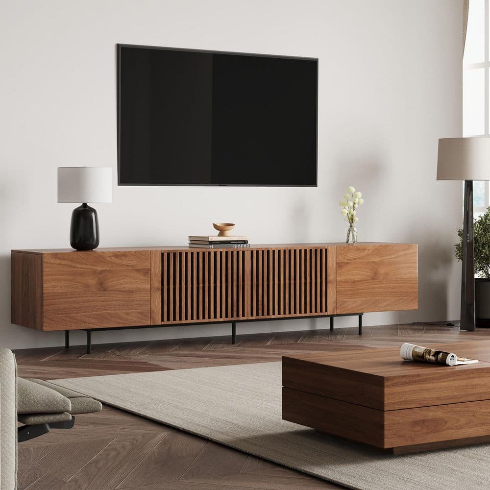 THE RIGHT PATH 70.87 in. Walnut Color Mid Century Modern TV Stand