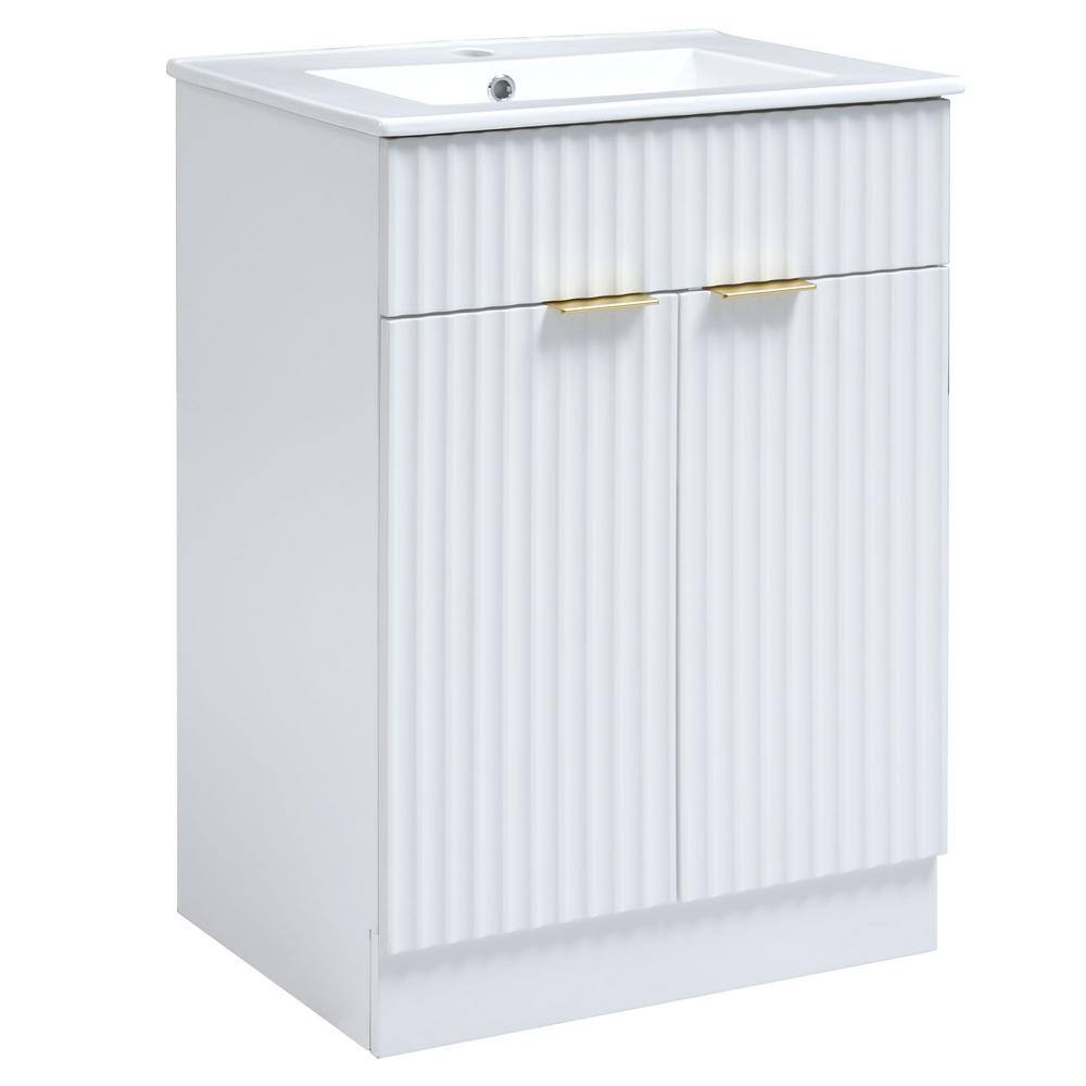 24 in. W x 18 in. D x 34 in. H Single Sink Freestanding Bath Vanity in Whit
