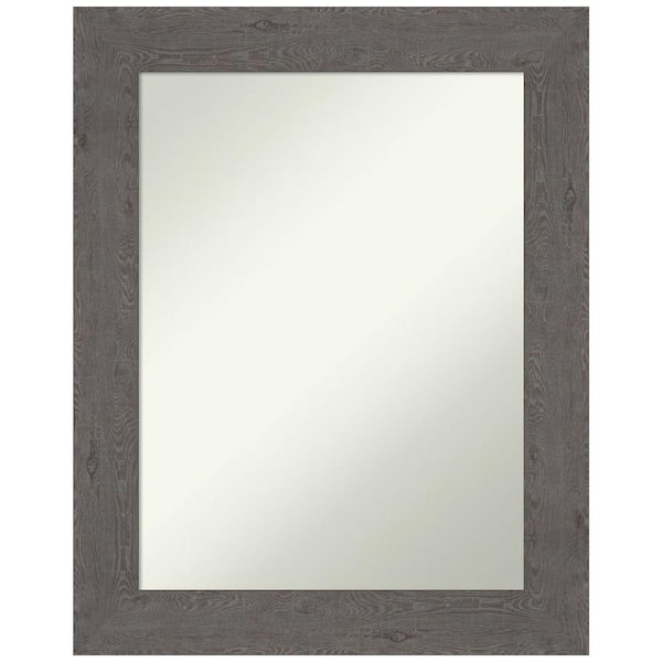 Amanti Art Rustic Plank Grey 23.5 in. H x 29.5 in. W Framed Non-Beveled Wall Mirror in Gray