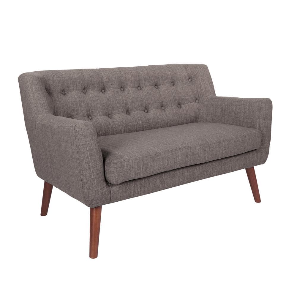 Gray Polyester Loveseat with Coffee Legs