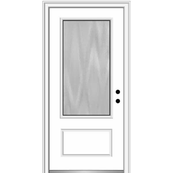 MMI Door Chinchilla 36 in. x 80 in. Left-Hand Inswing 3/4 Lite 1-Panel Primed Fiberglass Prehung Front Door with 4-9/16 in. Frame