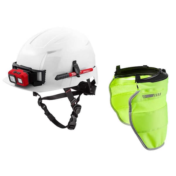Milwaukee BOLT White Type 2 Class E Front Brim Non-Vented Safety Helmet W/BOLT High Visibility Sunshade with 50+UPF UV Protection