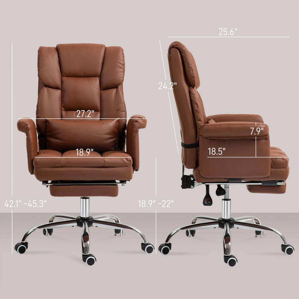 Brown Leather Executive Swivel Office Chair with Metal Base
