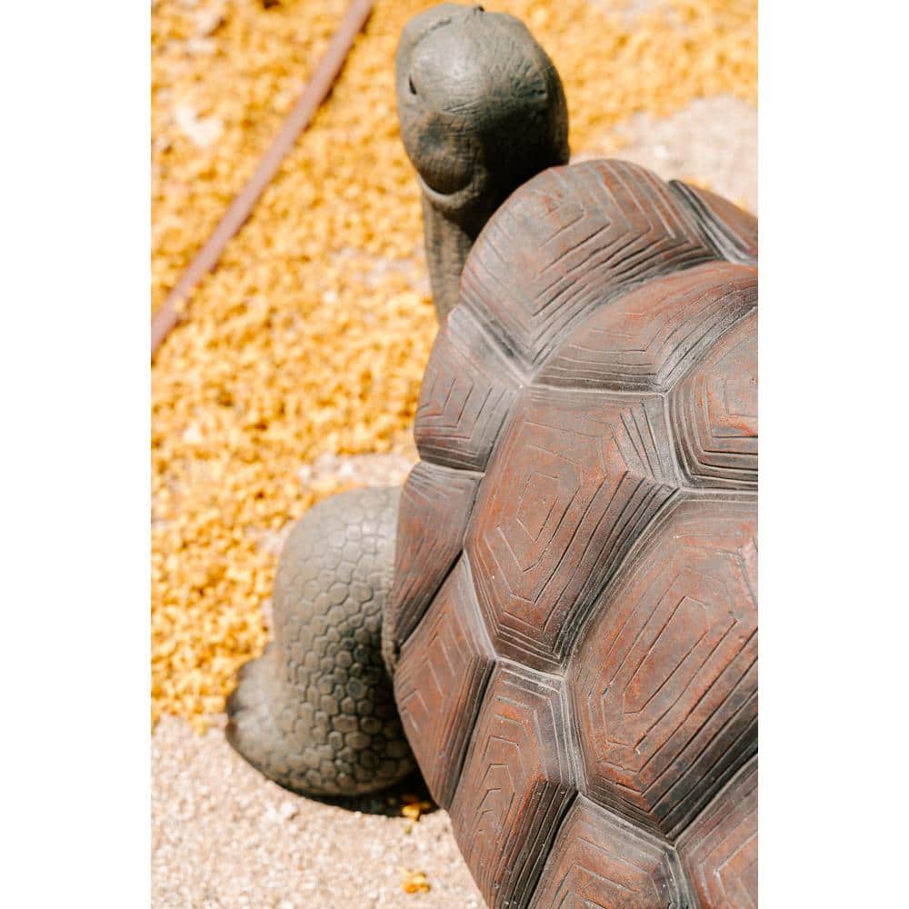 28" Brown and Black Concrete Tortoise Garden Statue