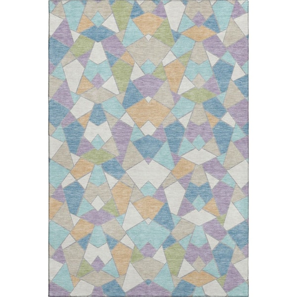 Mayfield Premium Machine Washable Abstract AMF2504 Cream 10 ft. x 14 ft. Area Rug