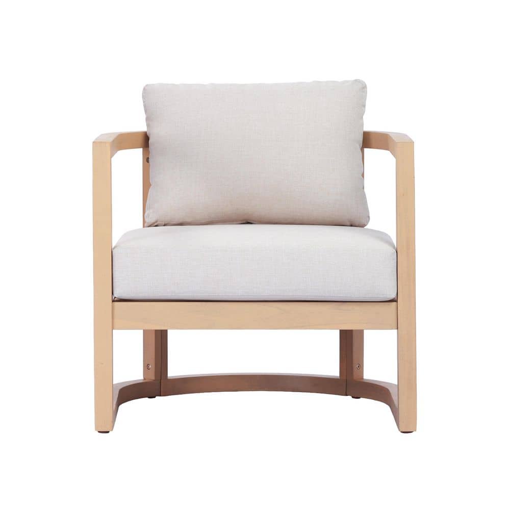 Quincy Light Teak Finish Solid Wood Patio Outdoor Lounge Chair with Beige Cushions Wicker Back price history on PriceWatchPro